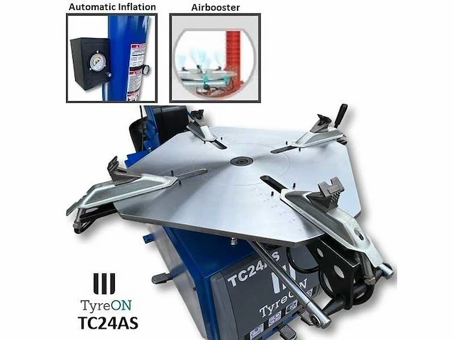 Tyreon tc24as heavy-duty banden demonteermachine met kantelende kolom en dubbele airbooster in de spanklauwen - afbeelding 10 van  26