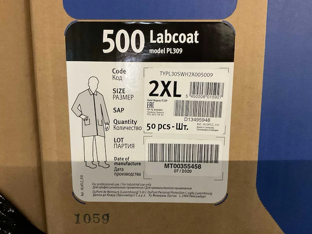 Tyvek 500 pl309 2xl labcoat (1600x) - afbeelding 2 van  3