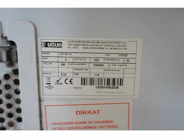 Ugur - udd 600 sc - vriezer - afbeelding 5 van  5