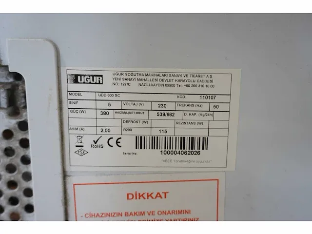 Ugur - udd 600 sc - vriezer - afbeelding 5 van  5