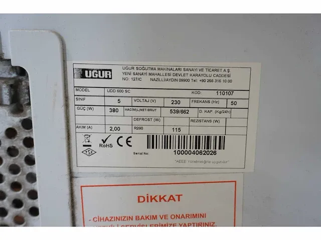 Ugur - udd 600 sc - vriezer - afbeelding 5 van  5