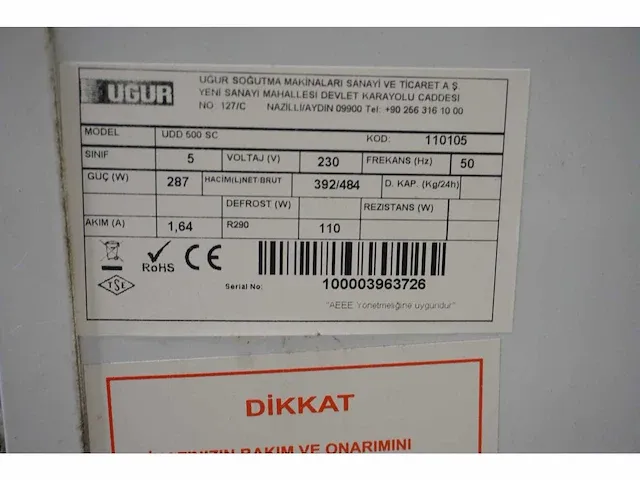 Ugur - udd 600 sc - vriezer - afbeelding 5 van  5