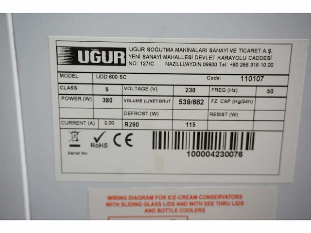 Ugur - udd 600 sc - vriezer - afbeelding 4 van  4