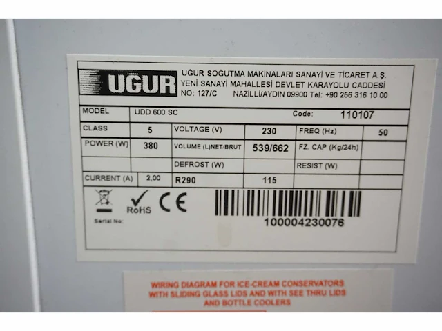 Ugur - udd 600 sc - vriezer - afbeelding 4 van  4