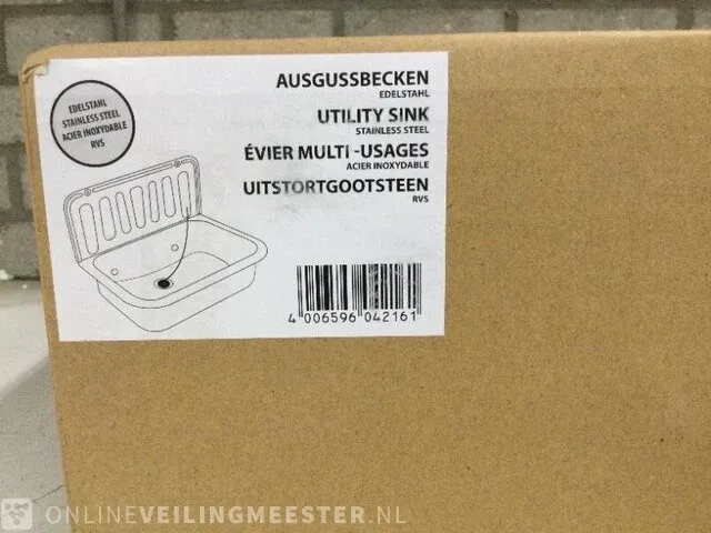 Uitstortgootsteen met achterwand westfalia , 920079, zilver - afbeelding 3 van  4