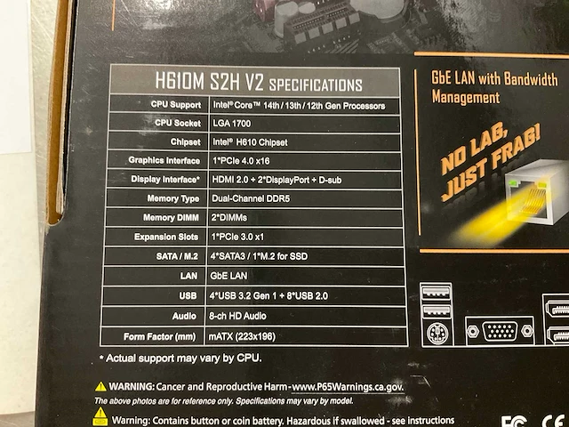 Ultra durable h610m s2h v2 moederbord - afbeelding 3 van  3