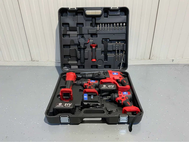 Ultra force equipment - accu gereedschapsset 4 in 1, schroefmachine, slagmoersleutel, boormachine, slijper. - afbeelding 1 van  11