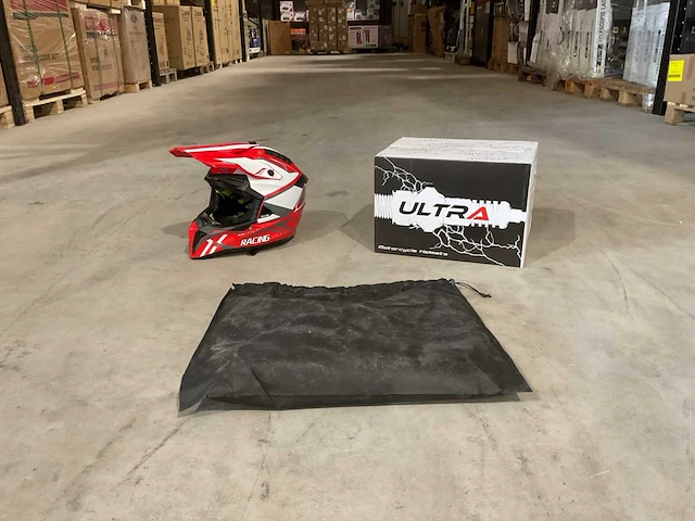 Ultra motocross maat s v1 crossmotorhelm rood/wit - afbeelding 1 van  7
