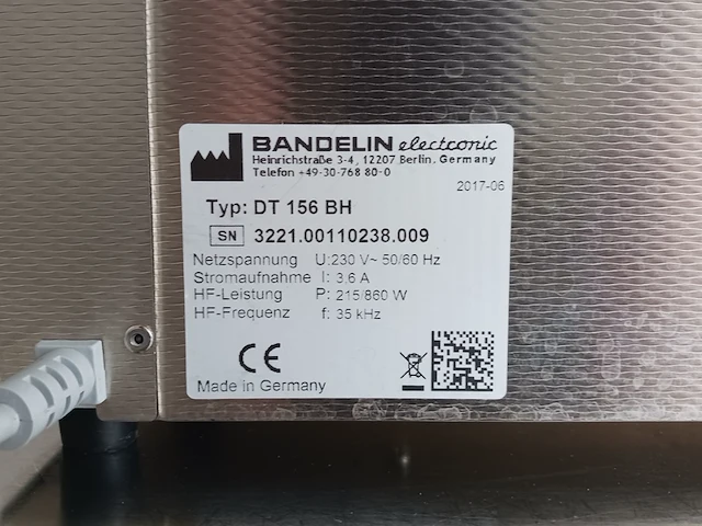 Ultrasoon reiniger, bandelin sonorex, dt 156 bh, 2017 | locatie roden - afbeelding 11 van  12