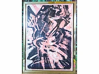 Umberto mastroianni 'abstracte compositie' (ed 75, ingelijst 74 x 54 cm)