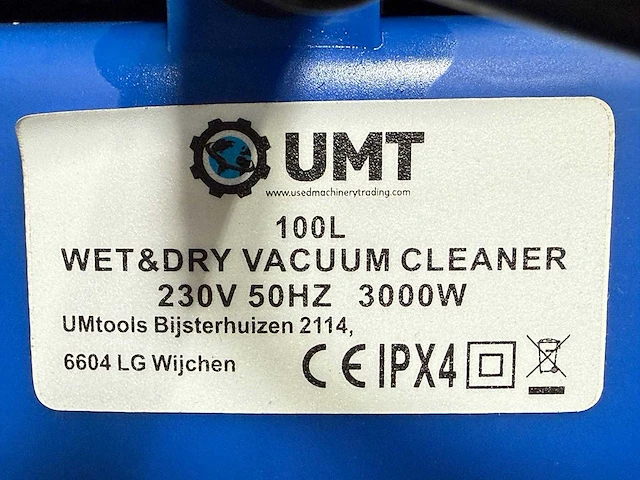 Umt - 100l 3000watt - industriële stofzuiger - afbeelding 11 van  12