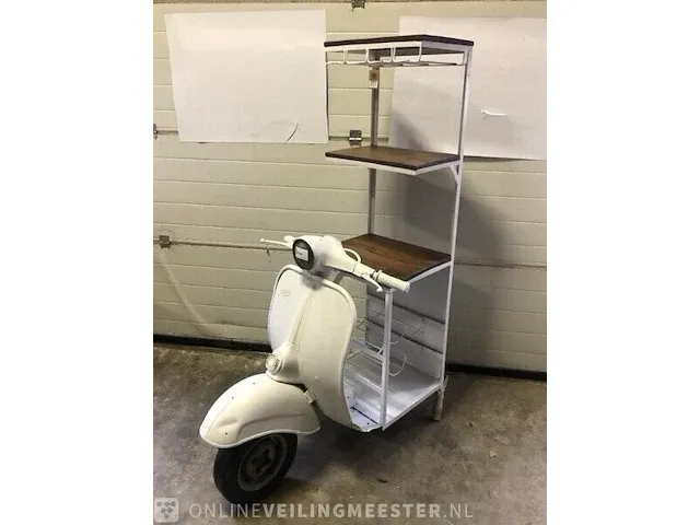 Uniek wijnrek retro scooter wit/crème - afbeelding 1 van  7