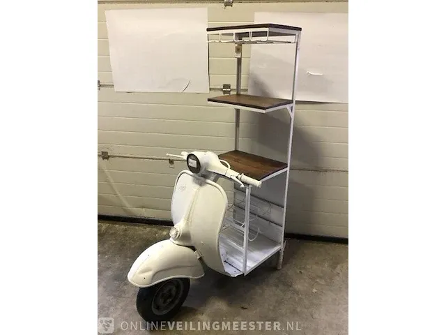 Uniek wijnrek retro scooter wit/crème - afbeelding 2 van  7