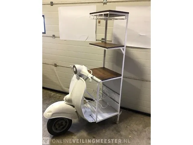 Uniek wijnrek retro scooter wit/crème - afbeelding 3 van  7