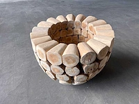 Unieke teak bloempot boomstammetjes - afbeelding 2 van  3