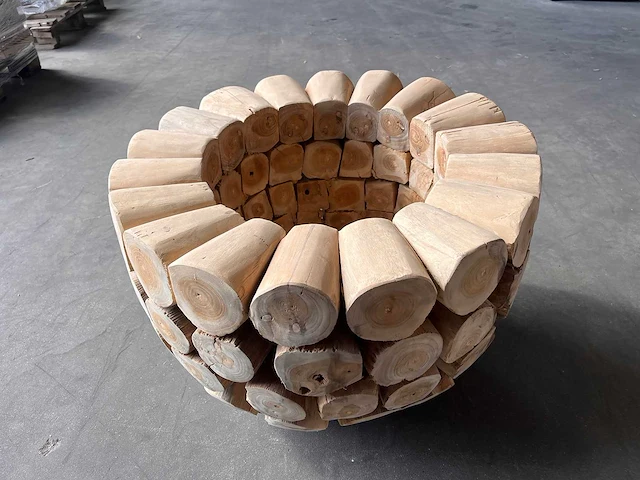 Unieke teak bloempot boomstammetjes - afbeelding 3 van  3