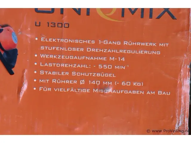 Unimix mixer incl. mengstaaf type u 1300 - afbeelding 4 van  4