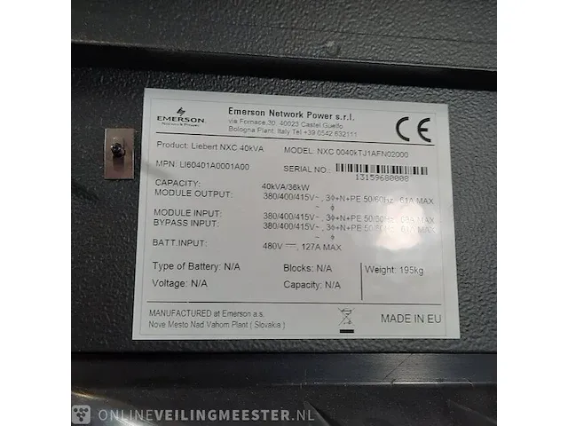 Uninterruptible power supply, met accu's en 2x patchkast emerson network power, liebert nxc ac power system 40 kva / nxc 0040ktj1afn02000 - afbeelding 2 van  34