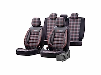 Universele stoffen stoelhoezenset 'sports' zwart/grijs/rood 11-delig geschikt voor side-airbags - afbeelding 1 van  3