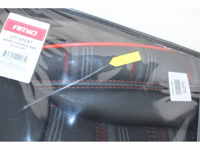 Universele stoffen stoelhoezenset 'sports' zwart/grijs/rood 11-delig geschikt voor side-airbags - afbeelding 3 van  3