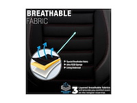 Universele stoffen/leder stoelhoezenset 'limited' zwart + rode stiksels 11delig geschikt voor sideairbags - afbeelding 3 van  4