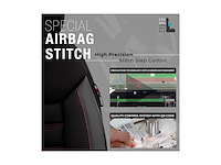 Universele stoffen/leder stoelhoezenset 'limited' zwart + rode stiksels 11delig geschikt voor sideairbags - afbeelding 4 van  4