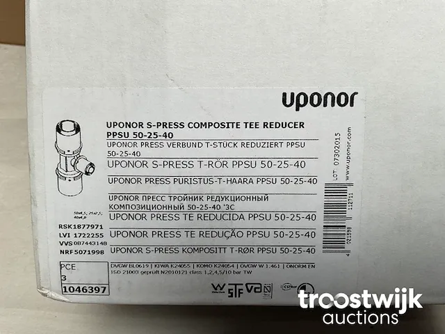 Uponor press composite tee reducer ppsu 50-25-40 - afbeelding 3 van  3