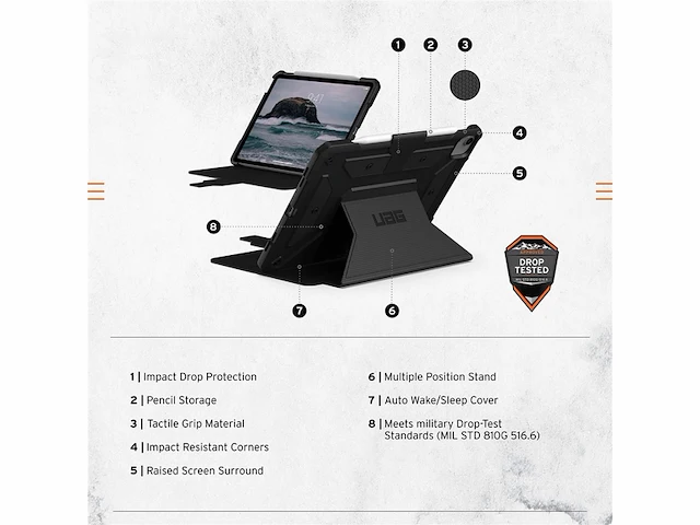 Urban armourgear tablet hoes zwart voor apple ipad - afbeelding 4 van  4