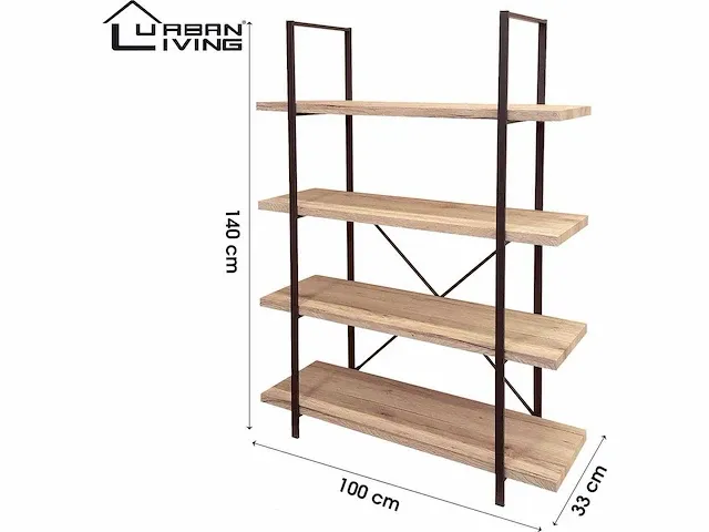 Urban living - industiële kast met 4 planken - afbeelding 2 van  2