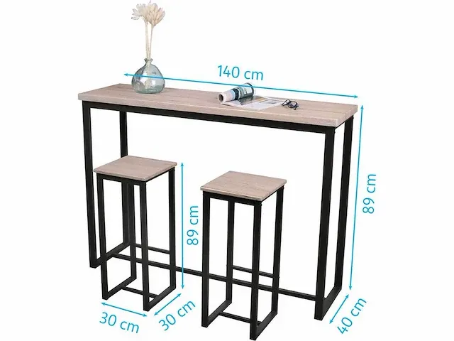 Urban living - industriële bartafel rechthoek met 2 krukken. nieuw in de verpakking - afbeelding 2 van  2