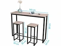 Urban living - industriële bartafel rechthoek met 2 krukken - afbeelding 2 van  3