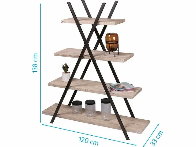 Urban living - piramidestelling met 4 planken - industrieel design - afbeelding 3 van  3