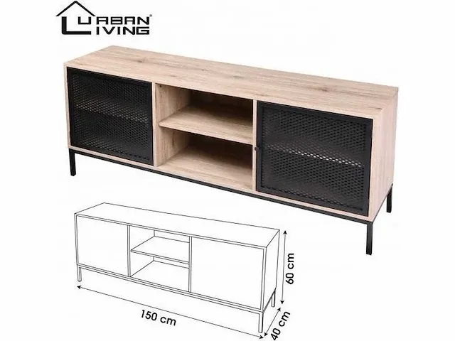 Urban living - soho industrieel tv-meubel 150x40x60cm - afbeelding 2 van  2