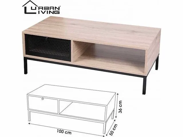 Urban living - soho industriële salontafel 100x50x36cm - afbeelding 4 van  4