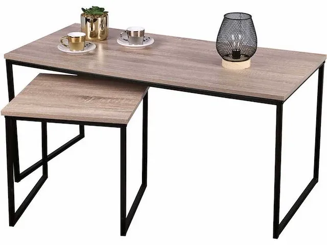 Urban living 2-delig salontafel & bijzettafel - industrieel design - afbeelding 1 van  3