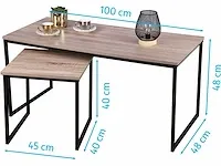 Urban living 2-delig salontafel & bijzettafel - industrieel design - afbeelding 3 van  3