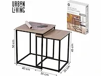 Urban living bijzettafels colorado - salontafels - 40x40x50/35x35x45cm - hout - afbeelding 3 van  4