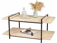 Urban living industriële salontafel 2 planken 120x63x55 cm hout - afbeelding 1 van  1