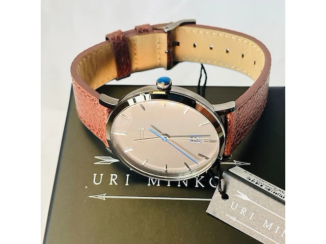 Uri minkoff herenhorloge - inclusief doos - nieuw - afbeelding 2 van  9
