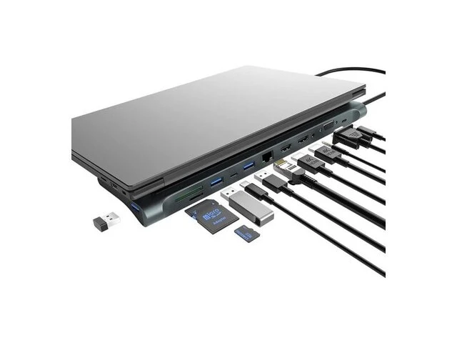 Usb c docking station - 12 in 1 hub - voor dell, surface, hp, lenovo pwaytek - afbeelding 1 van  1