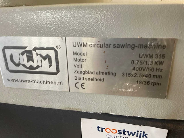 Uwm - 315 - mitre sawing machine - afbeelding 6 van  6