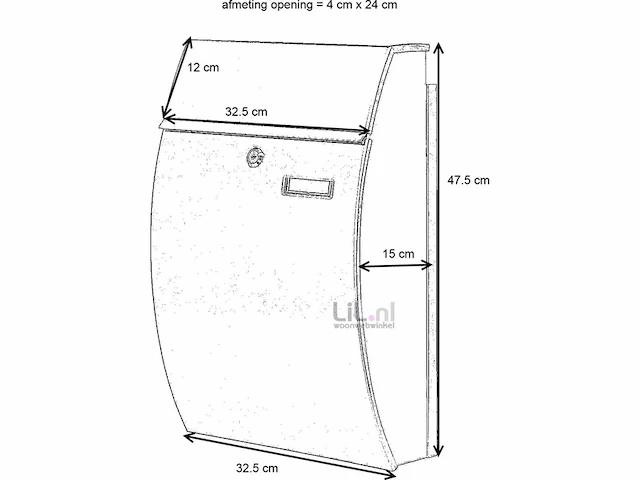 V-part rvs brievenbus 15x32,5x48,5 cm - afbeelding 3 van  4