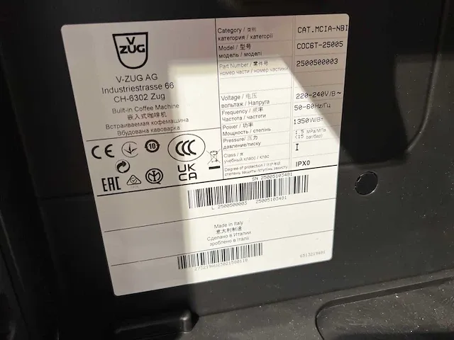 V-zug - c0c5t-25005 - koffiemachine (c) - afbeelding 3 van  3