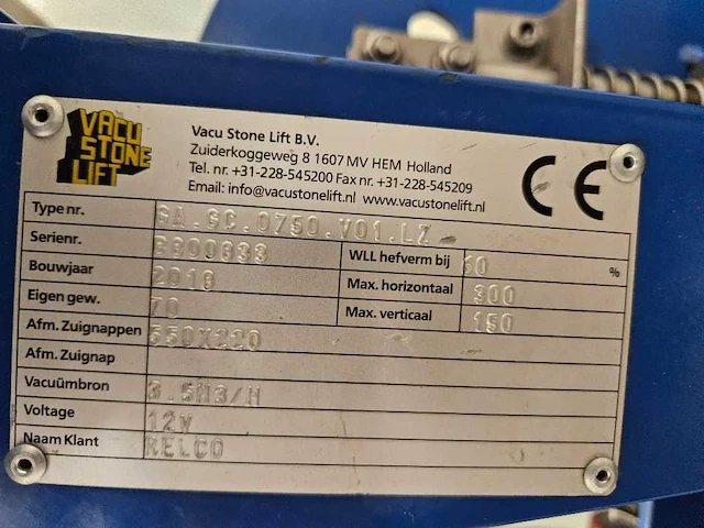Vacu stone lift - 2010 - sa gc 0750 v01 lz - vacuümheffer - afbeelding 4 van  9