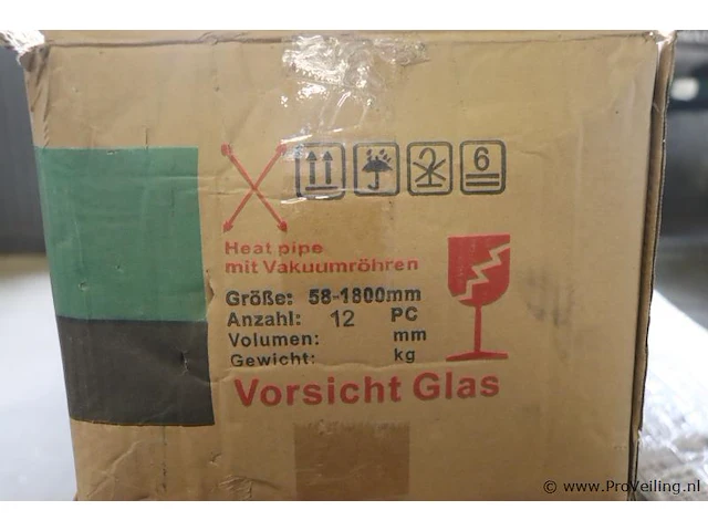 Vacuüm/heatpipe zonnecollector met 12 buizen | 58-1800mm | nieuw in doos - afbeelding 3 van  3