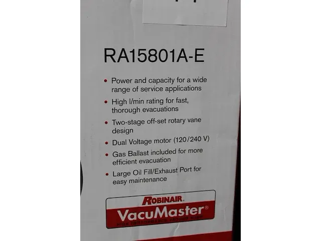 Vacuumpomp robinair ra15801a-e. - afbeelding 3 van  7