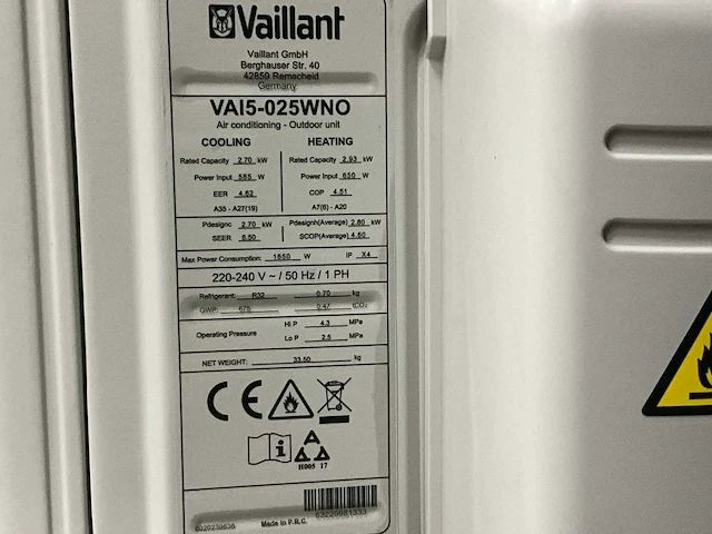 Vaillant vai5-025wno buitendeel climavair mono 2,5kw - afbeelding 6 van  11