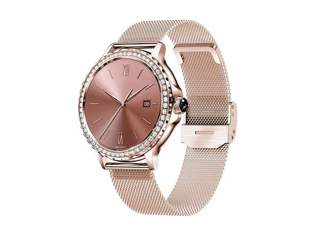 Valante prox smartwatch rose goud staal 44 mm stappenteller hartslagmeter bloeddrukmeter - afbeelding 1 van  1