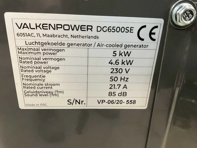 Valkenpower dg6500se stroomgenerator - afbeelding 9 van  9