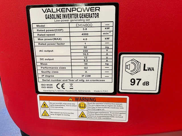 Valkenpower emi4800 stroomgenerator - afbeelding 7 van  7